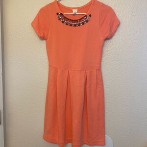 Crewcuts J Crew Girls orange cozy t Shirt Dress necklace embellishment 12